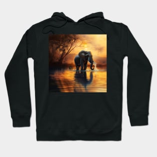 Elephant in a golden lake Hoodie